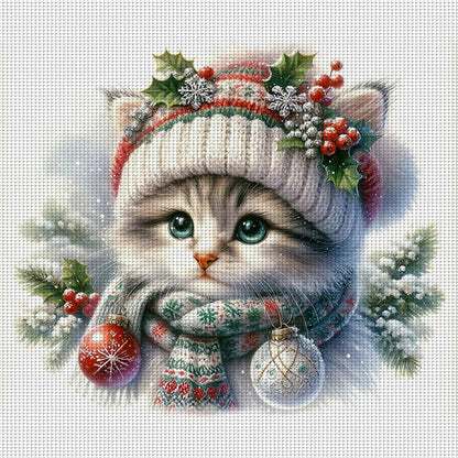 Cat - 18CT Stamped Cross Stitch 30*30CM