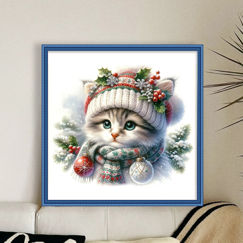 Cat - 18CT Stamped Cross Stitch 30*30CM