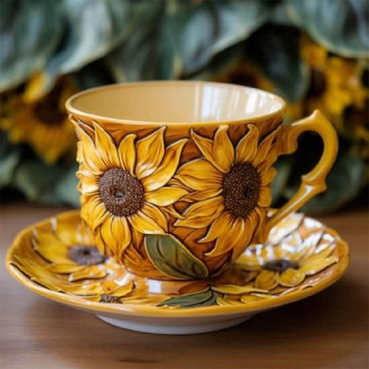 Sunflower Tea Set - Full Round Drill Diamond Painting 30*30CM