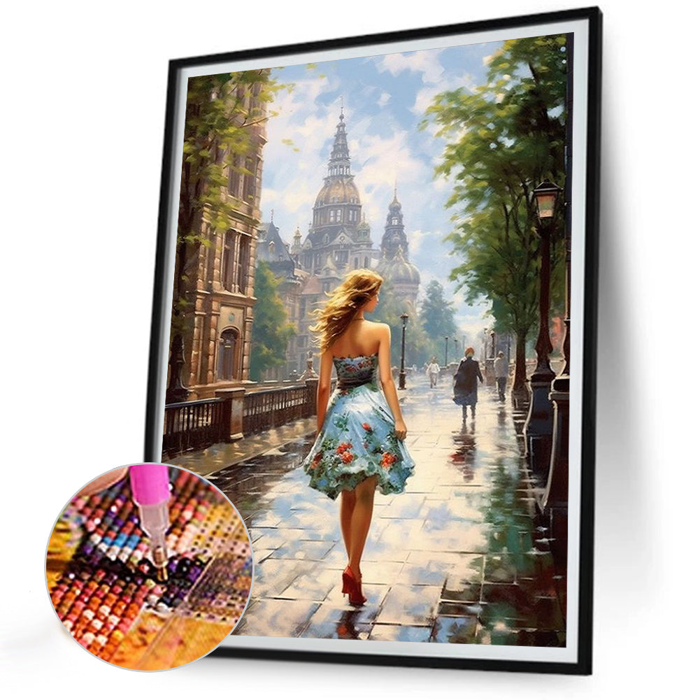 Oil Painting Woman - Full Round Drill Diamond Painting 30*40CM