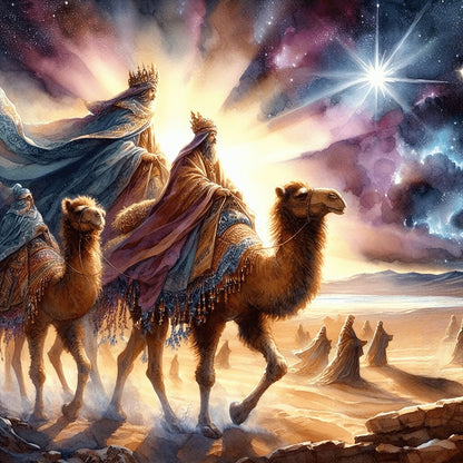 Nativity Of Jesus On Desert Camel - Full Round Drill Diamond Painting 30*30CM