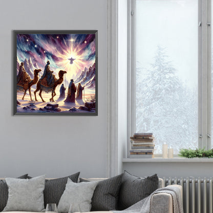 Nativity Of Jesus On Desert Camel - Full Round Drill Diamond Painting 30*30CM