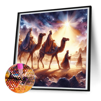 Nativity Of Jesus On Desert Camel - Full Round Drill Diamond Painting 30*30CM