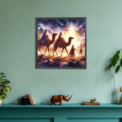 Nativity Of Jesus On Desert Camel - Full Round Drill Diamond Painting 30*30CM