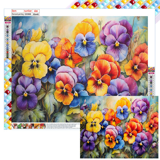 Pansy - Full Square Drill Diamond Painting 50*40CM