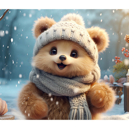 Winter Bear - Full Round Drill Diamond Painting 35*30CM