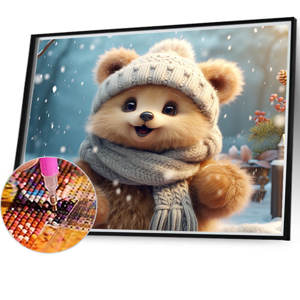 Winter Bear - Full Round Drill Diamond Painting 35*30CM