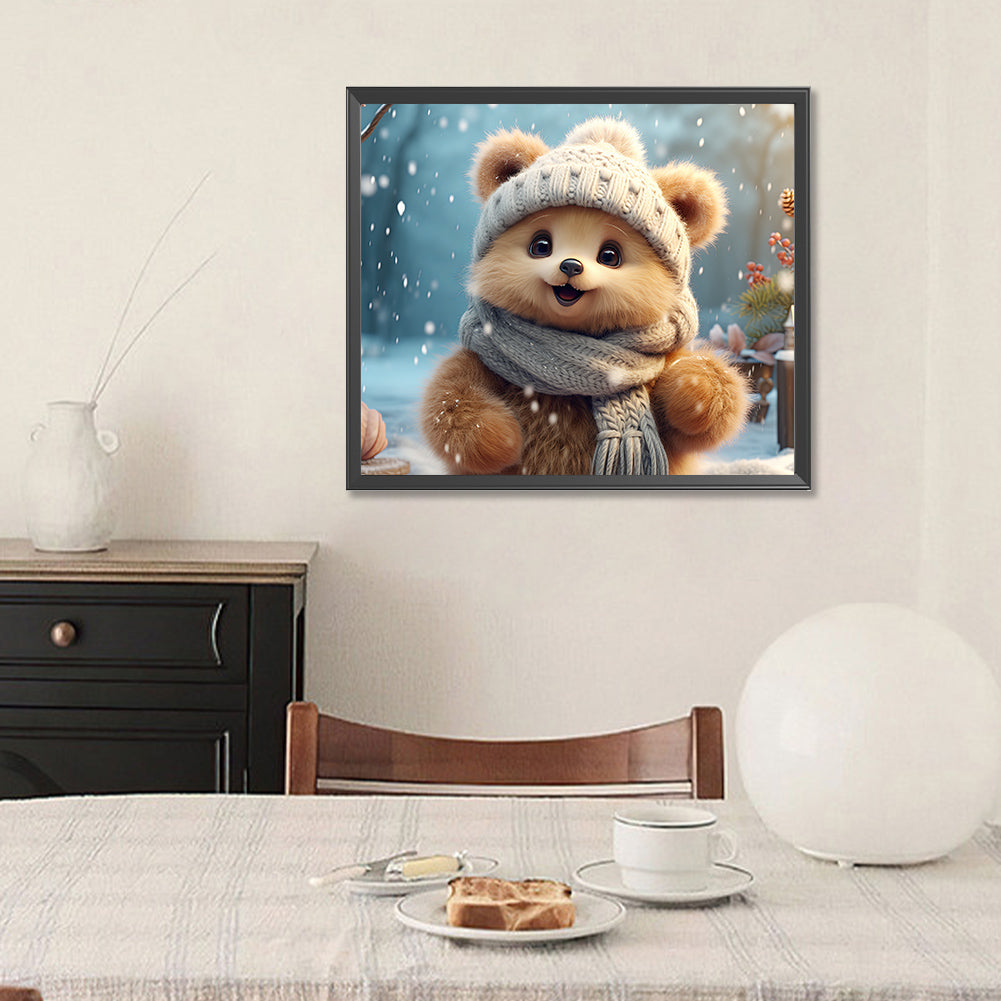 Winter Bear - Full Round Drill Diamond Painting 35*30CM