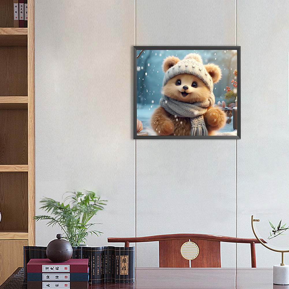 Winter Bear - Full Round Drill Diamond Painting 35*30CM