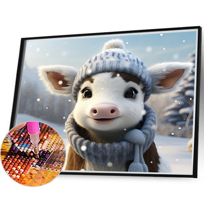 Winter Cow - Full Round Drill Diamond Painting 35*30CM