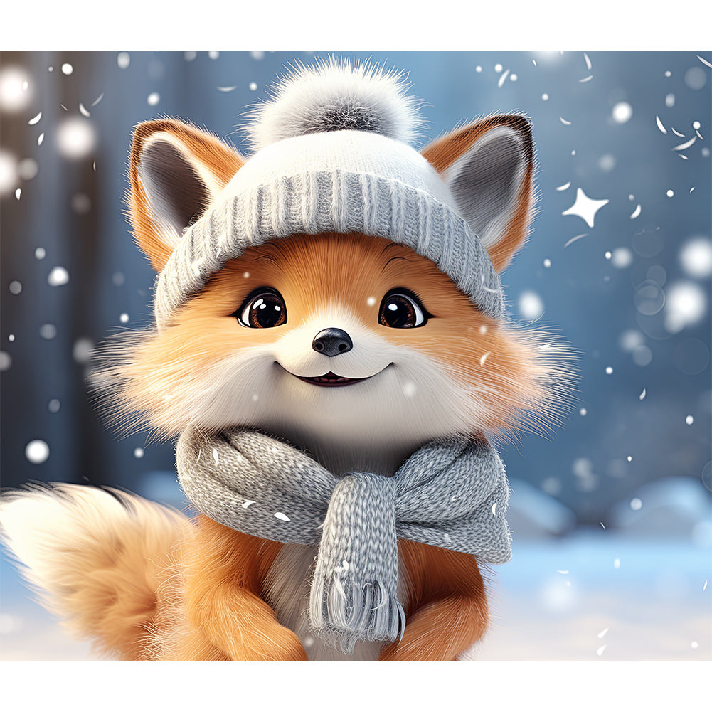 Winter Fox - Full Round Drill Diamond Painting 35*30CM