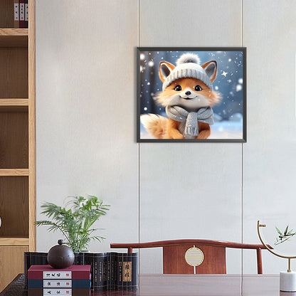 Winter Fox - Full Round Drill Diamond Painting 35*30CM