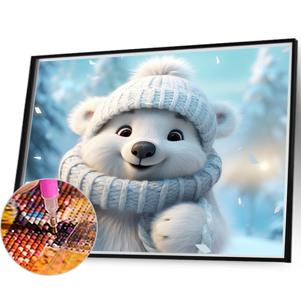 Winter White Bear - Full Round Drill Diamond Painting 35*30CM