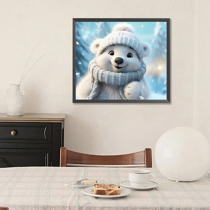 Winter White Bear - Full Round Drill Diamond Painting 35*30CM