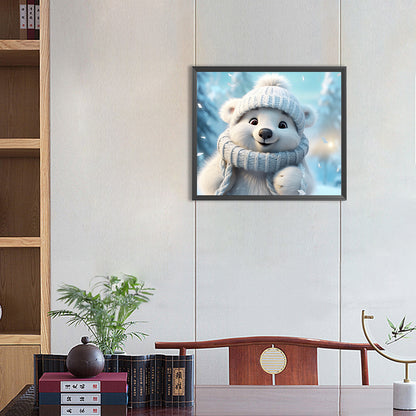 Winter White Bear - Full Round Drill Diamond Painting 35*30CM