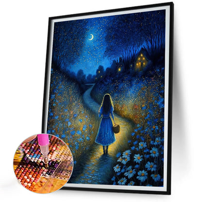 Girl Under The Stars - Full Round Drill Diamond Painting 30*40CM