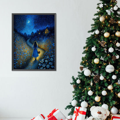 Girl Under The Stars - Full Round Drill Diamond Painting 30*40CM