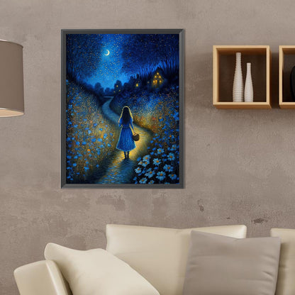 Girl Under The Stars - Full Round Drill Diamond Painting 30*40CM