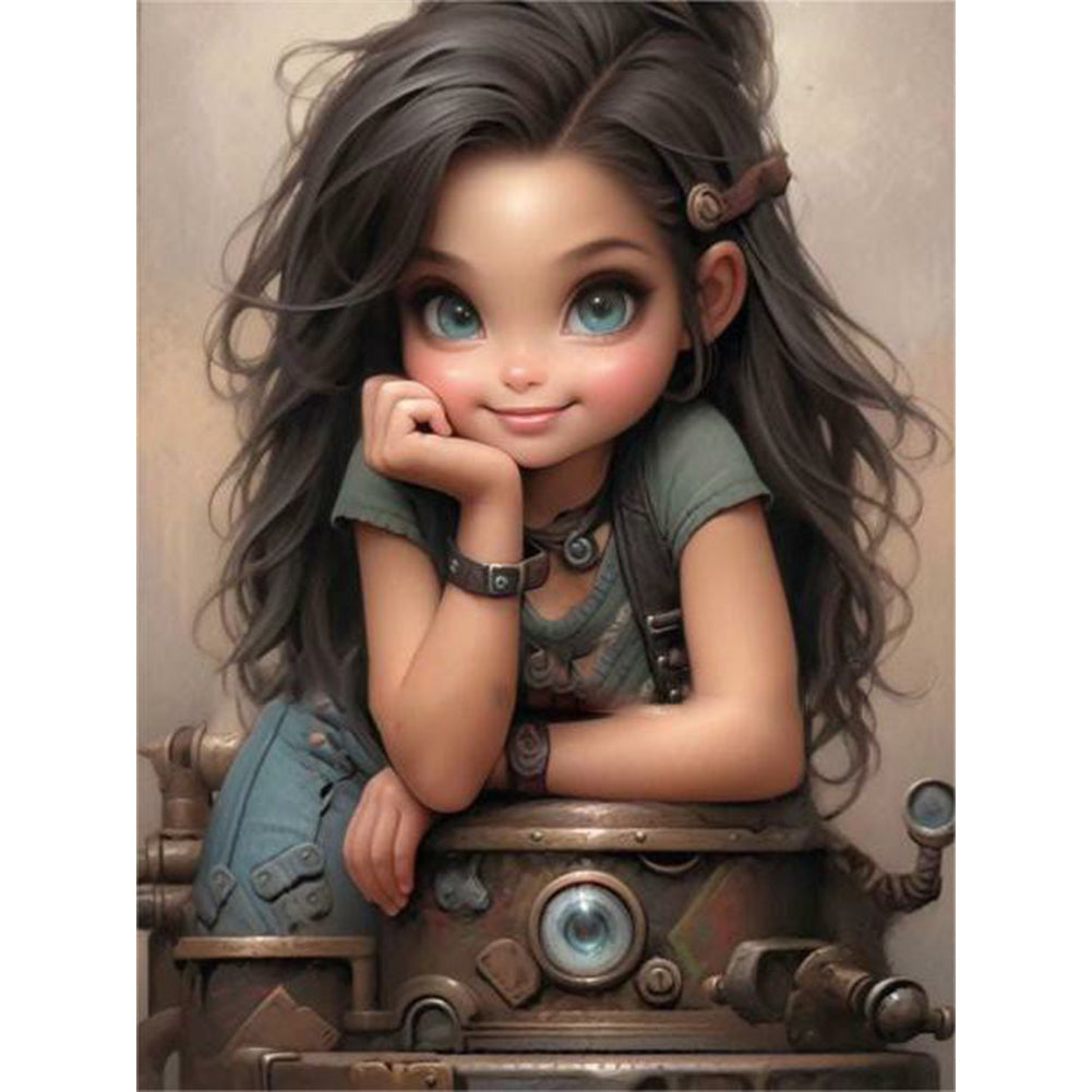 Sweet Cool Girl - Full Round Drill Diamond Painting 30*40CM