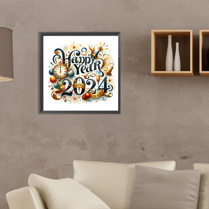 New Year Gift Calligraphy And Painting - Full Round Drill Diamond Painting 35*35CM