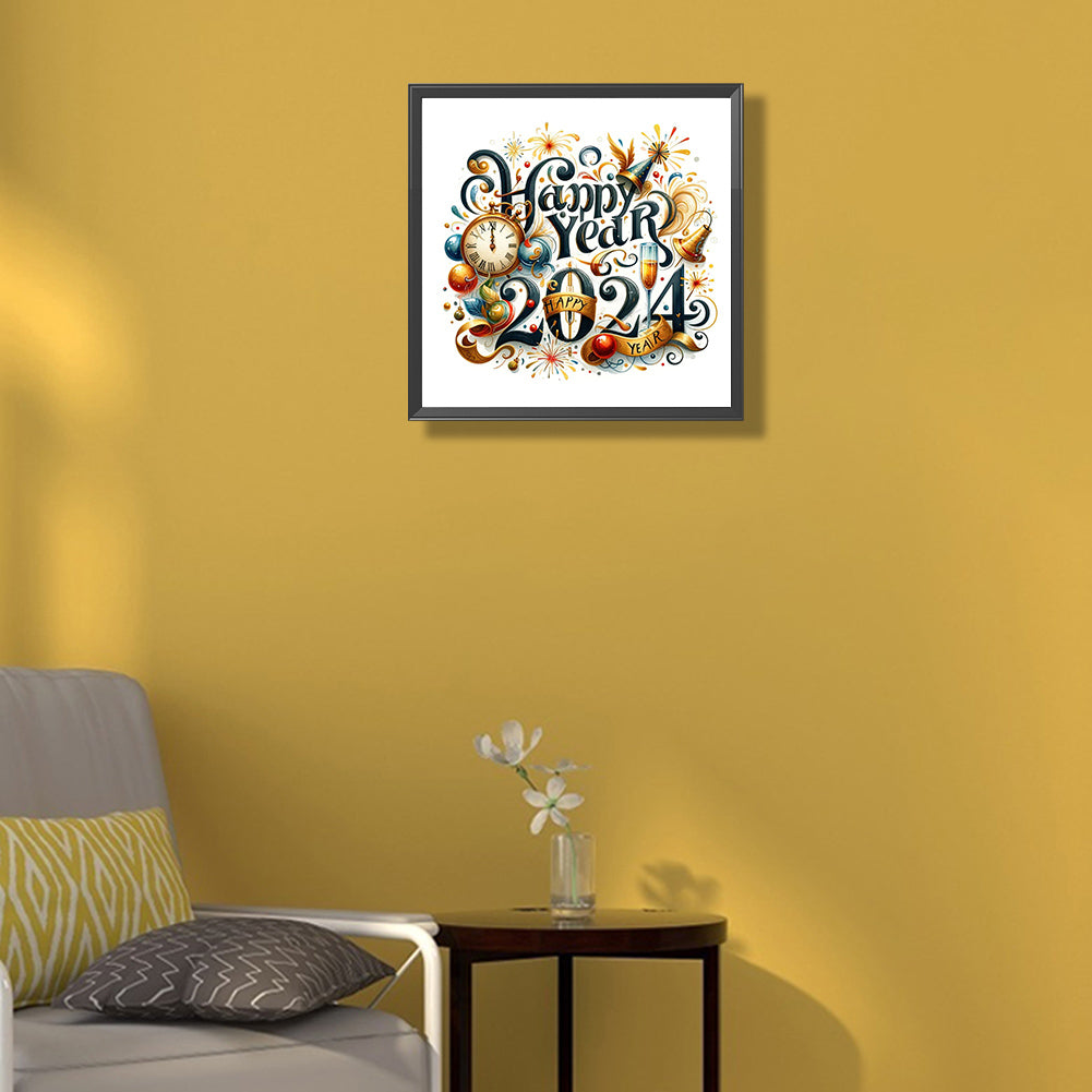 New Year Gift Calligraphy And Painting - Full Round Drill Diamond Painting 35*35CM