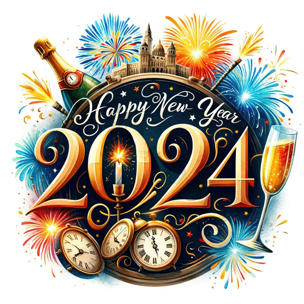 New Year Gift Calligraphy And Painting - Full Round Drill Diamond Painting 35*35CM