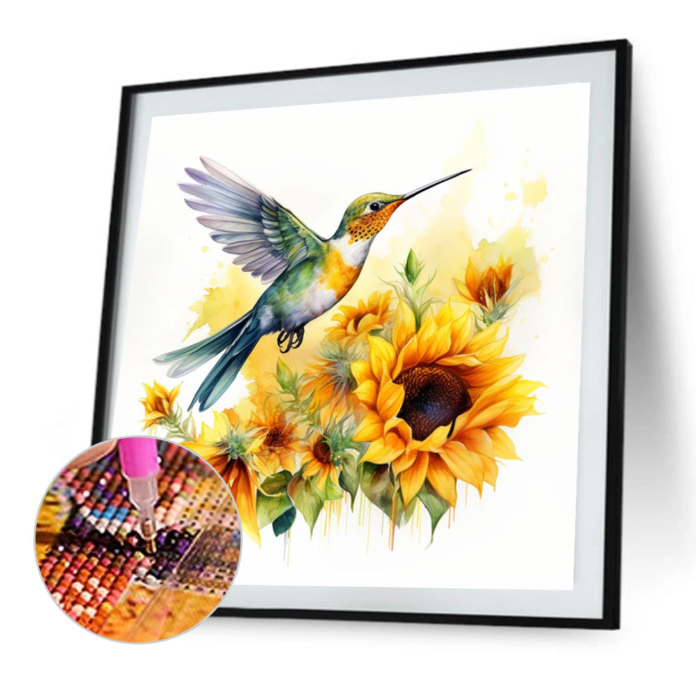 Sunflower Hummingbird - Full Round Drill Diamond Painting 35*35CM