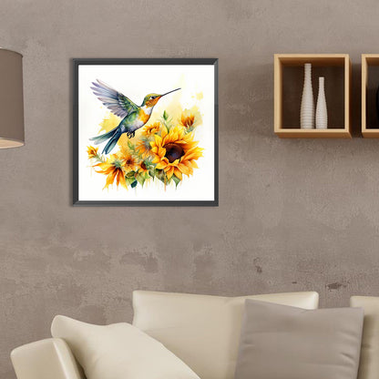 Sunflower Hummingbird - Full Round Drill Diamond Painting 35*35CM