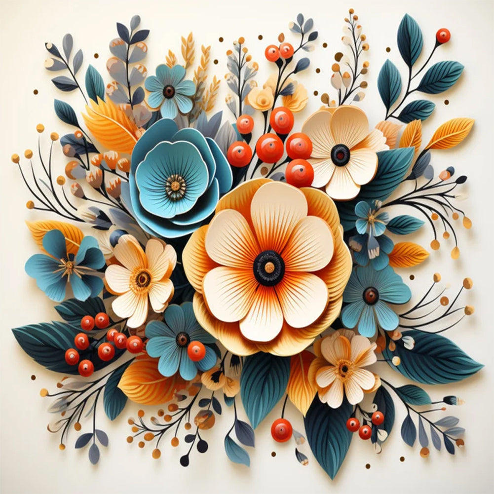 Flowers And Grass - Full Round Drill Diamond Painting 35*35CM