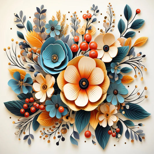 Flowers And Grass - Full Round Drill Diamond Painting 35*35CM