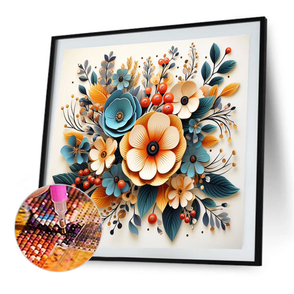 Flowers And Grass - Full Round Drill Diamond Painting 35*35CM