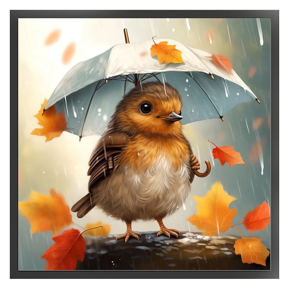 Bird Holding Umbrella - 11CT Stamped Cross Stitch 40*40CM