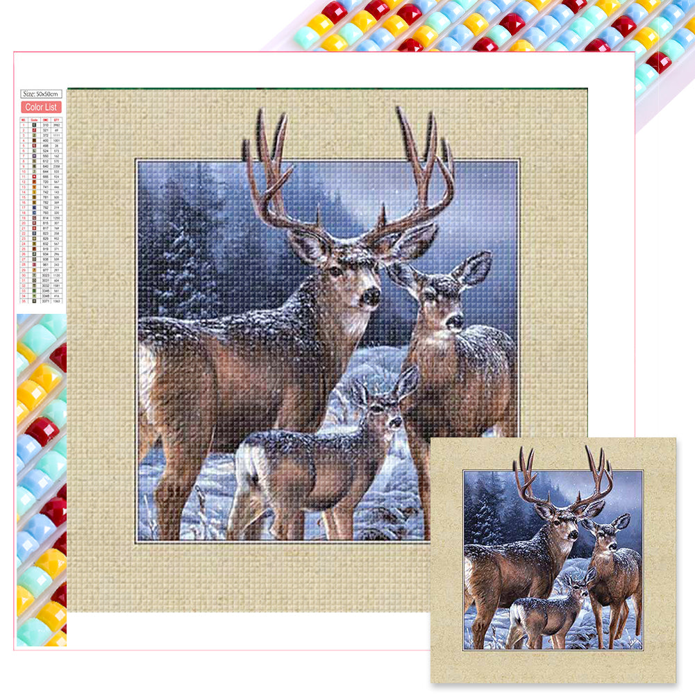 Deer In Snow - Full Square Drill Diamond Painting 50*50CM