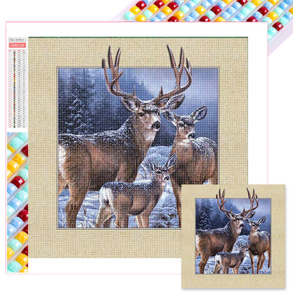 Deer In Snow - Full Square Drill Diamond Painting 50*50CM