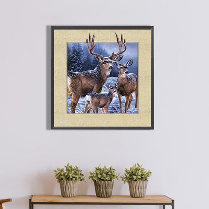 Deer In Snow - Full Square Drill Diamond Painting 50*50CM