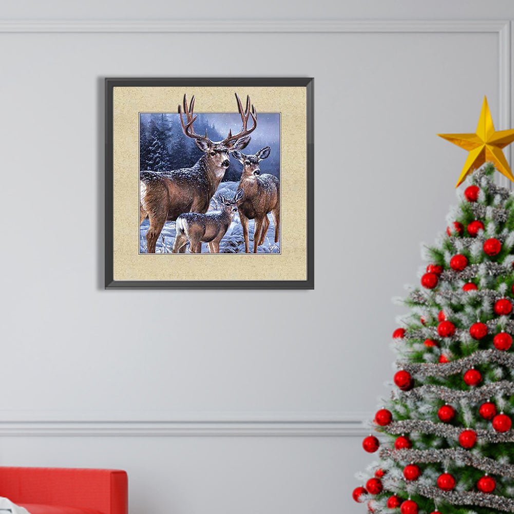 Deer In Snow - Full Square Drill Diamond Painting 50*50CM