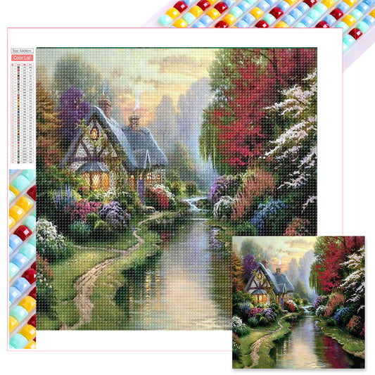 Riverside Cabin - Full Square Drill Diamond Painting 50*50CM