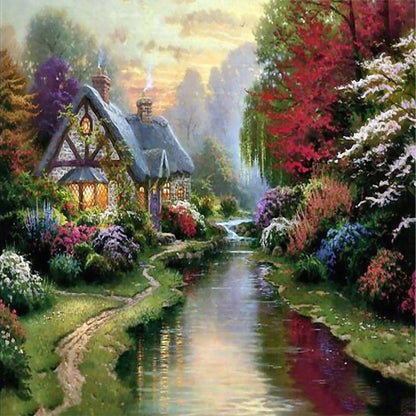 Riverside Cabin - Full Square Drill Diamond Painting 50*50CM