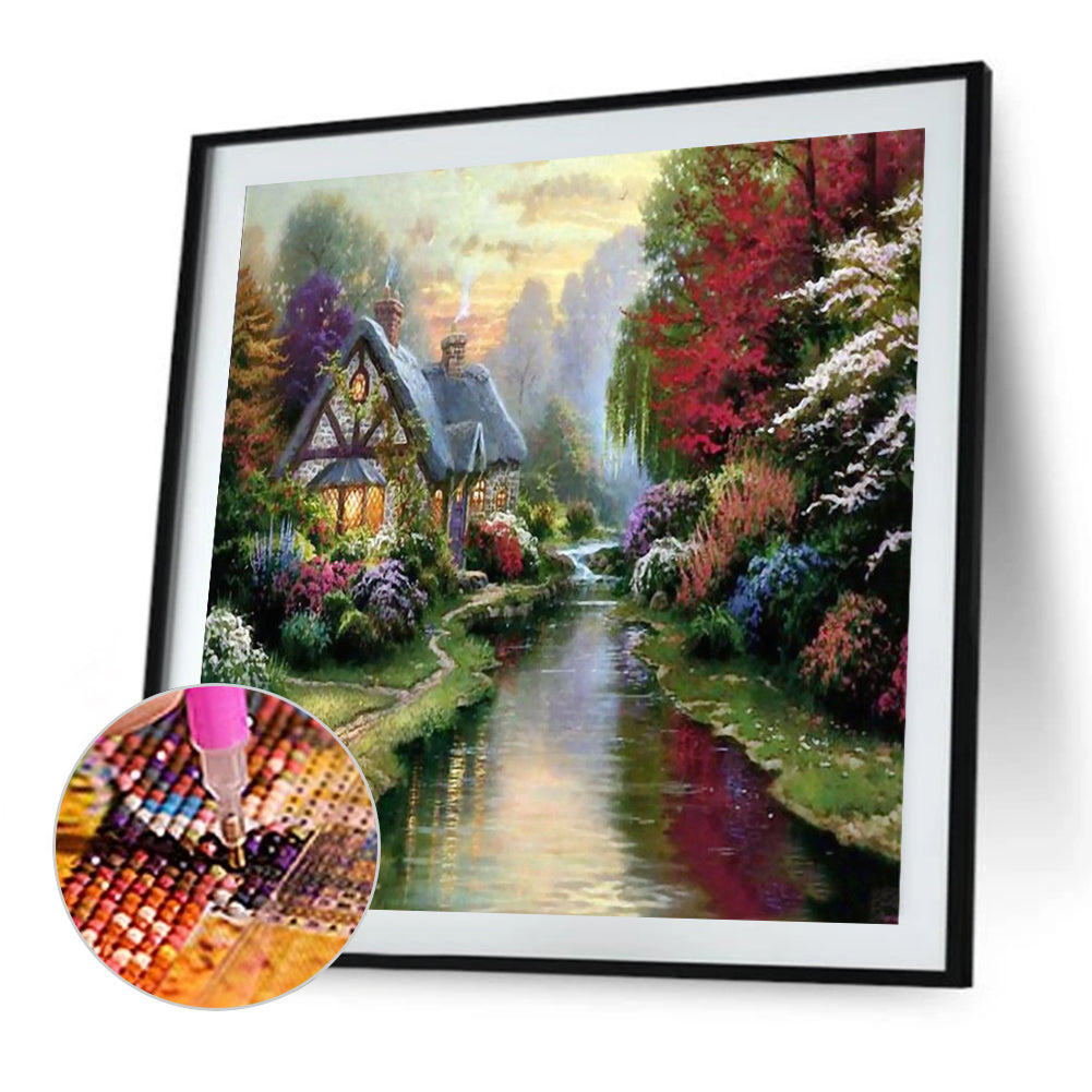 Riverside Cabin - Full Square Drill Diamond Painting 50*50CM