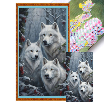 Three Wolves In The Snow - 11CT Stamped Cross Stitch 40*70CM