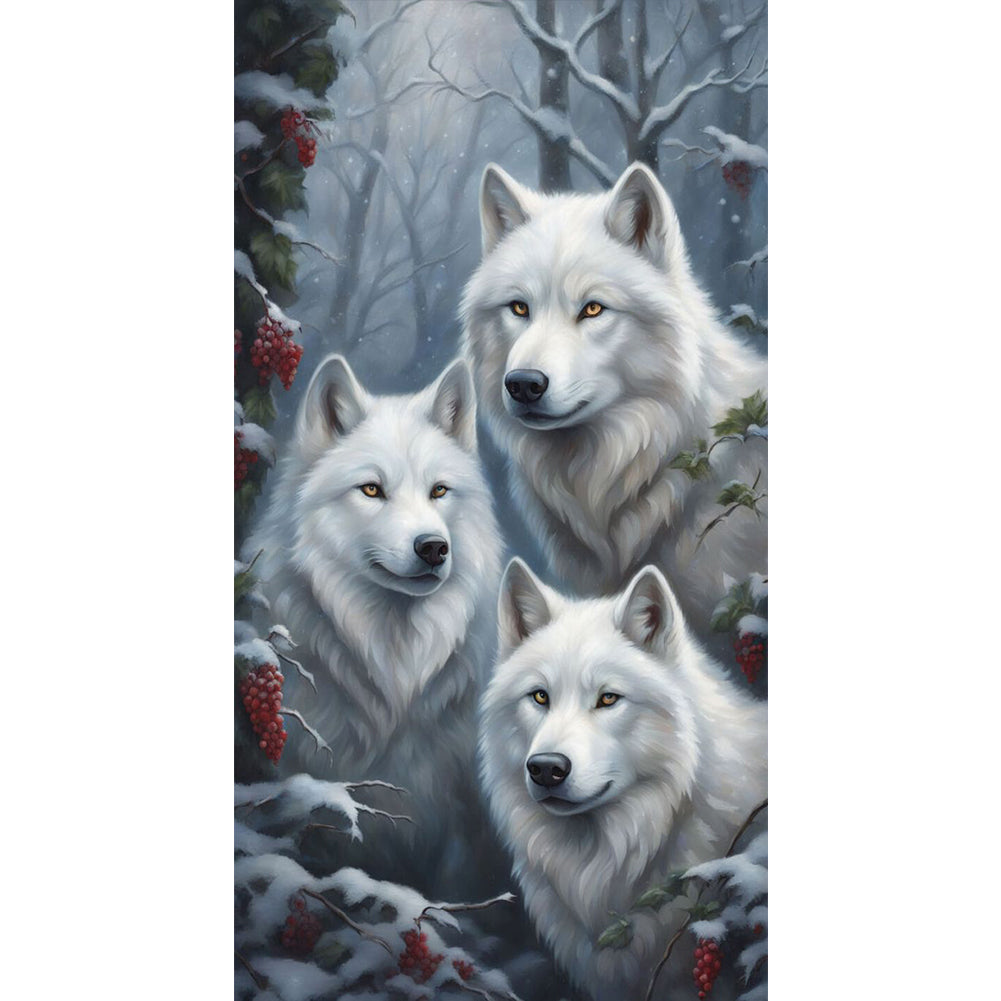 Three Wolves In The Snow - 11CT Stamped Cross Stitch 40*70CM