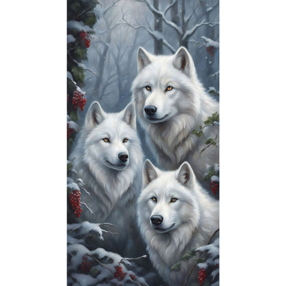 Three Wolves In The Snow - 11CT Stamped Cross Stitch 40*70CM