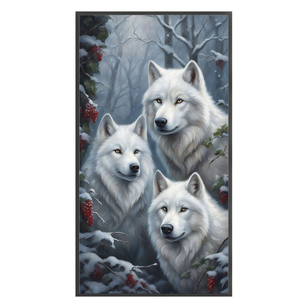 Three Wolves In The Snow - 11CT Stamped Cross Stitch 40*70CM
