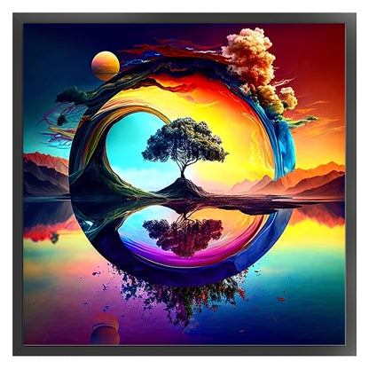 Reflection Landscape - 11CT Stamped Cross Stitch 40*40CM
