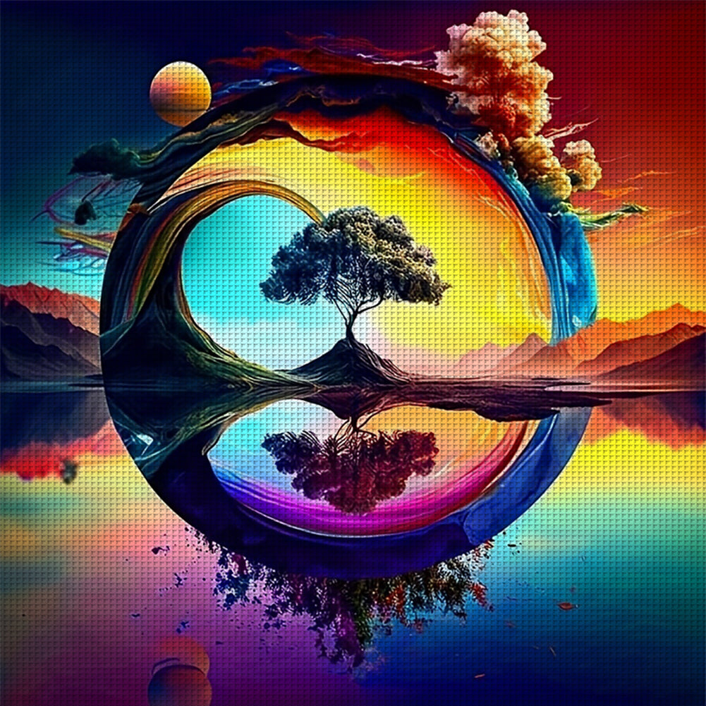 Reflection Landscape - 11CT Stamped Cross Stitch 40*40CM