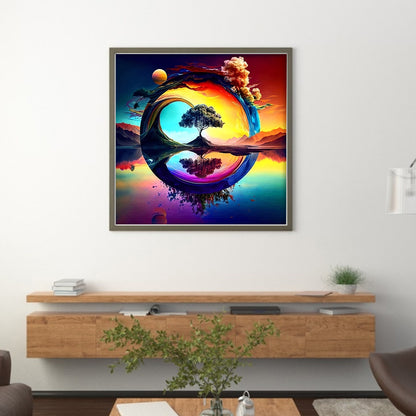 Reflection Landscape - 11CT Stamped Cross Stitch 40*40CM