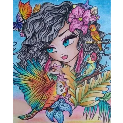 Cartoon Girl - Full Round Drill Diamond Painting 40*50CM