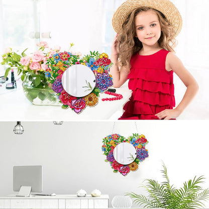 Heart Wreath DIY Special Shaped Diamond Painting Mirror for Beginner Kid Adult