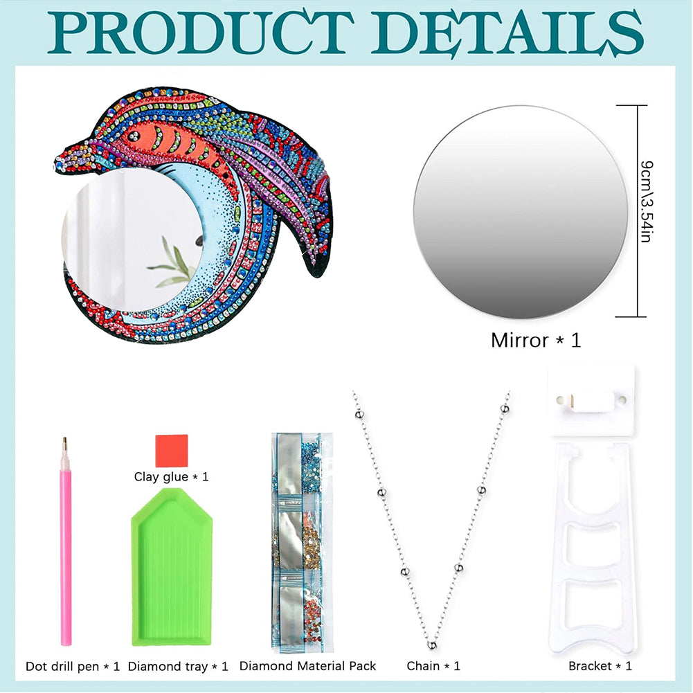 Special Shaped Diamond Painting Makeup Mirror Kit Dolphin Crystal Diamond Mirror