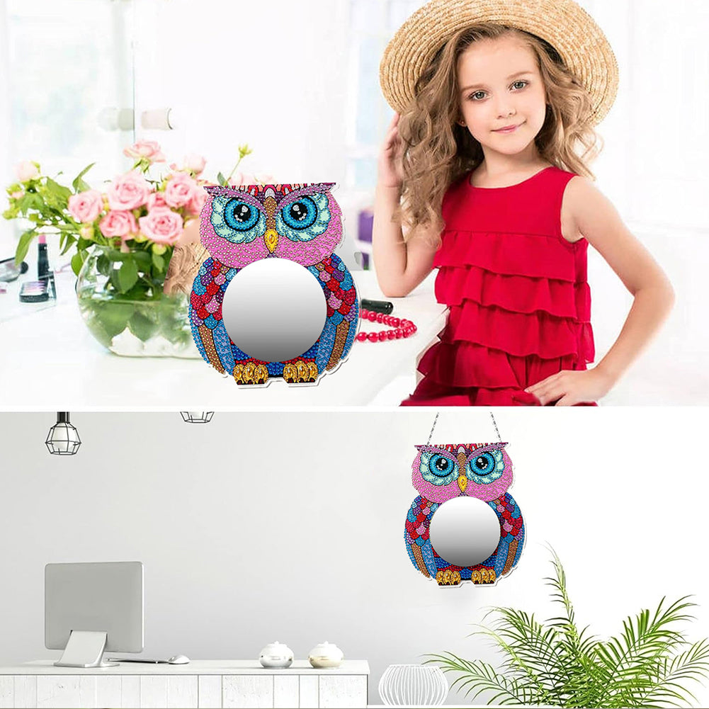 Owl DIY Special Shaped Diamond Painting Makeup Mirror Kit for Beginner Kid Adult